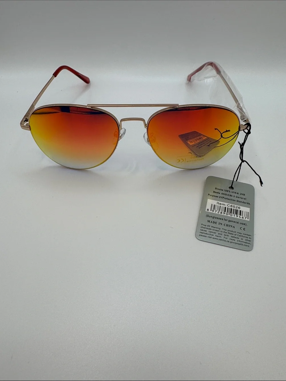 Red Gradient Aviator Sunglasses with Gold Frame